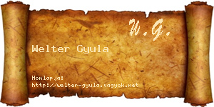 Welter Gyula névjegykártya